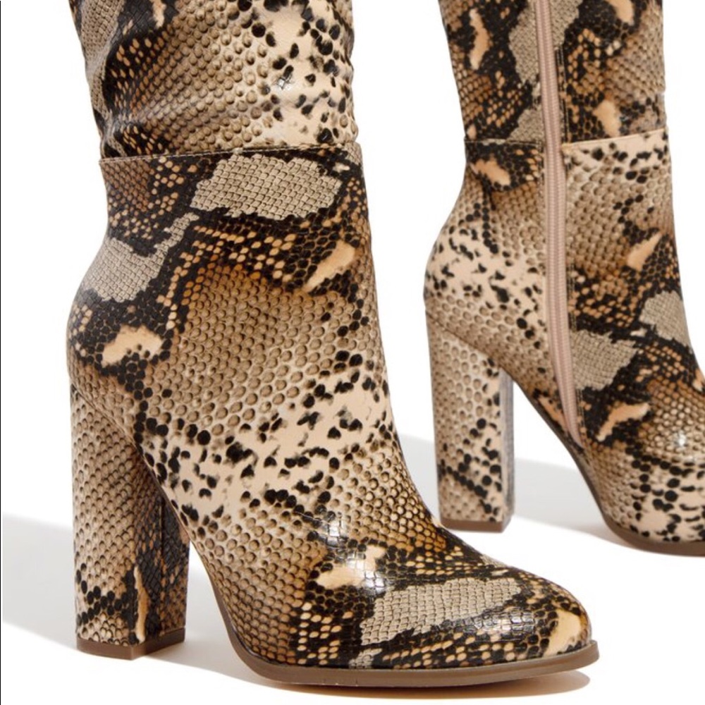 Thigh High Snake Skin Boots